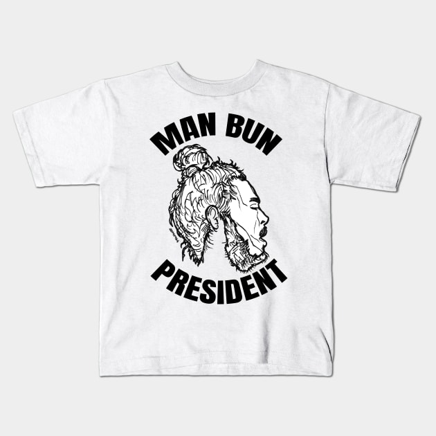 Man Bun President Kids T-Shirt by sketchnkustom